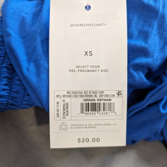 Isabel Maternity Tie Strap Tank Top Blue - Picture 6 of 8